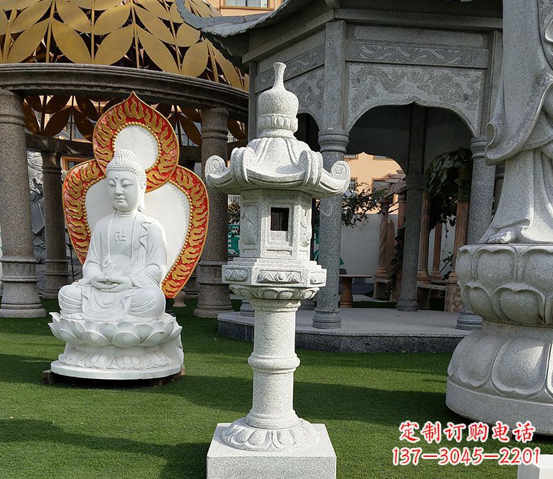 大同独特的大理石石灯笼寺庙石雕
