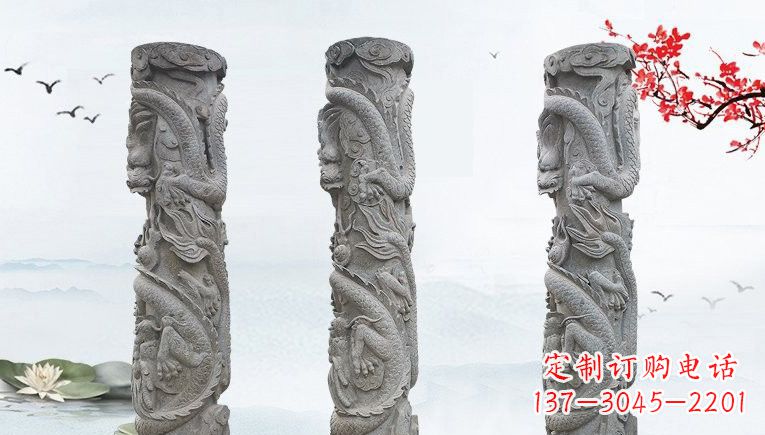 大同精美大理石龙柱雕塑