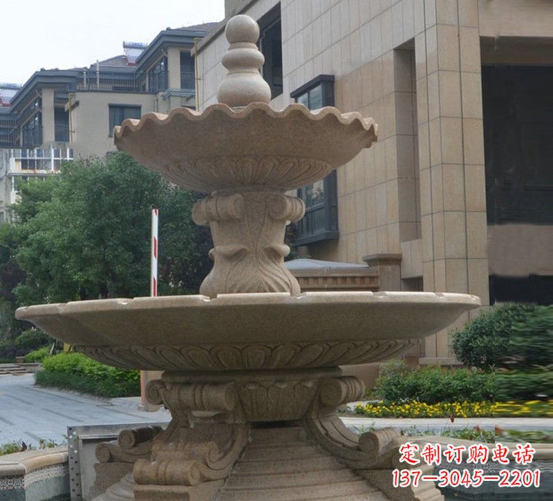 大同简约双层大理石喷泉雕塑