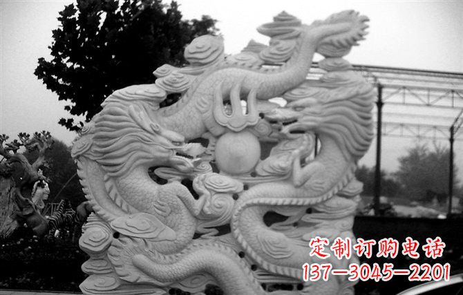 大同精美大理石双龙雕塑
