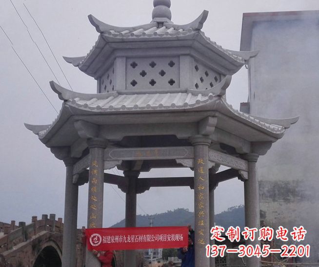 大同大理石双层石雕凉亭