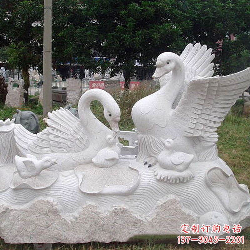 大同大理石天鹅石雕情景景观雕塑