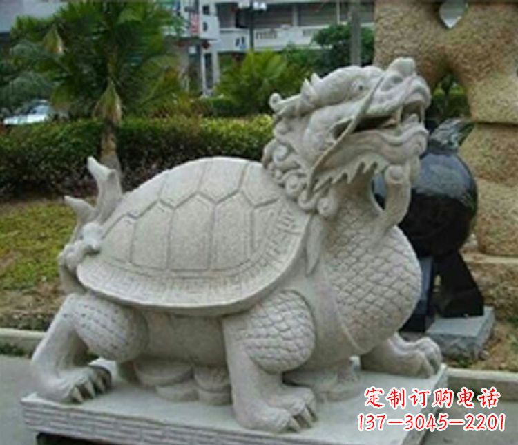 大同大理石铜钱龙龟小区石雕