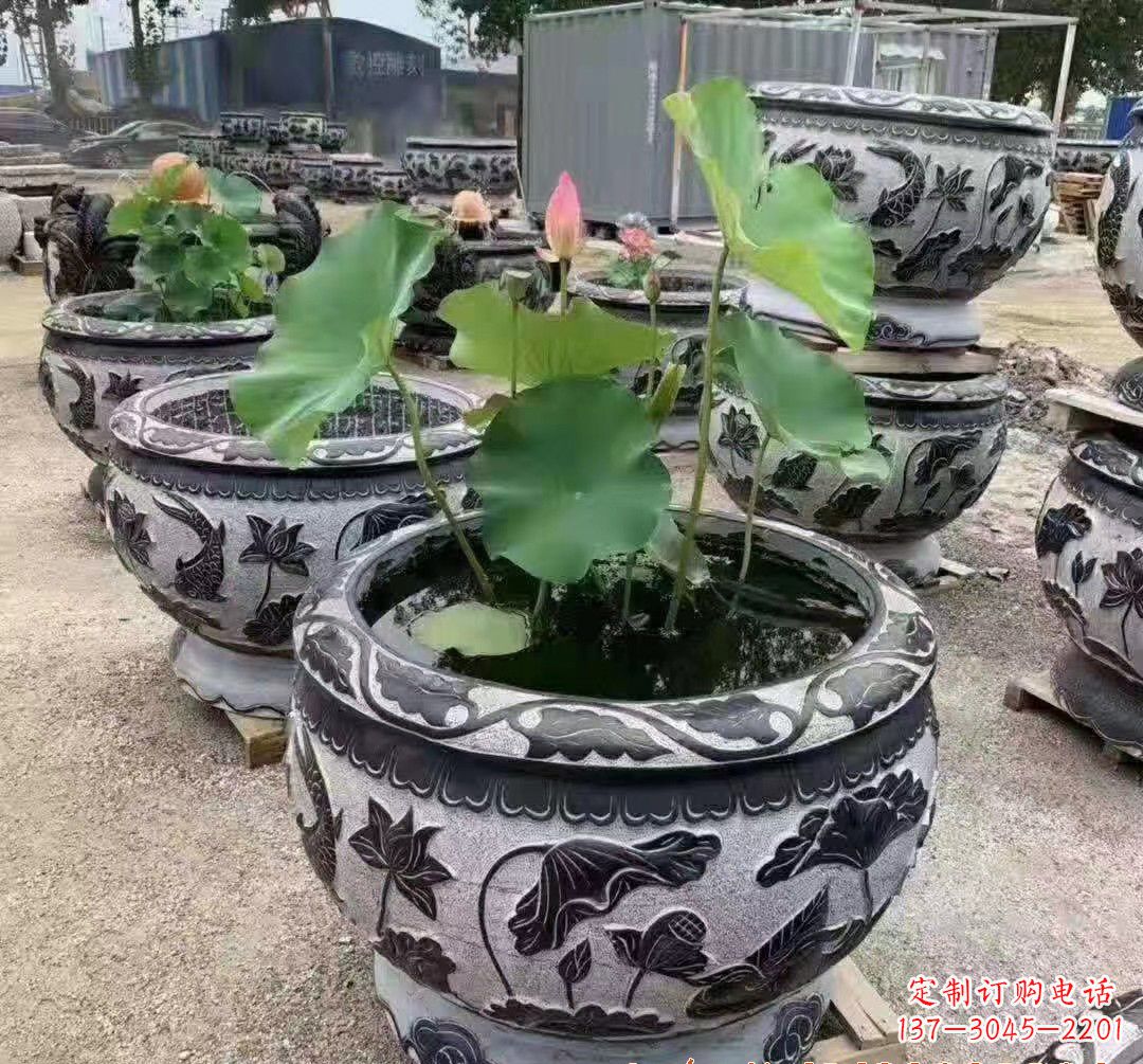 大同精美大理石鱼缸雕塑