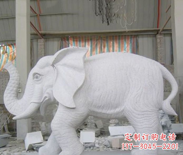 大同象征财富的大理石招财大象雕塑