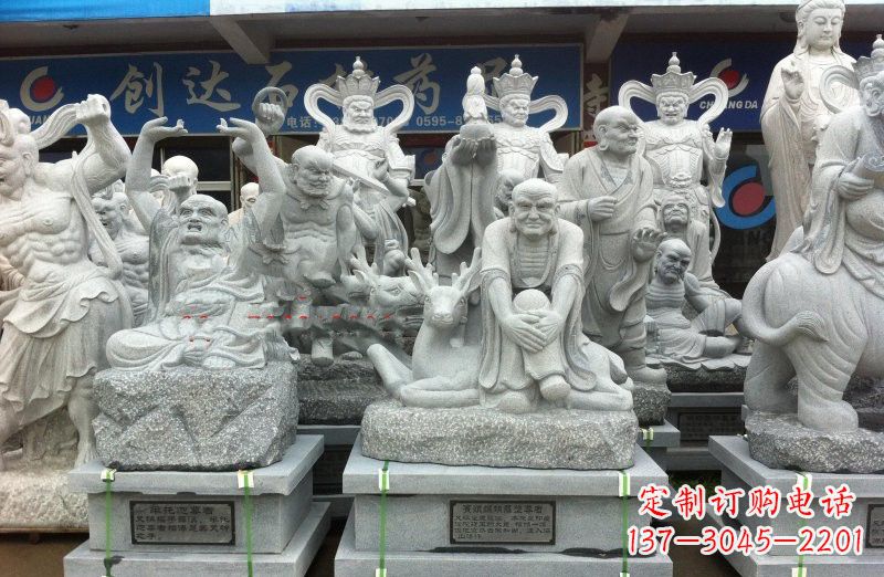 大同大理石坐式罗汉禅修雕塑