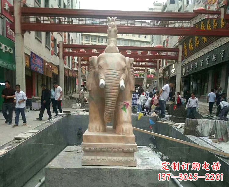 大同优雅活泼的大象石材雕塑