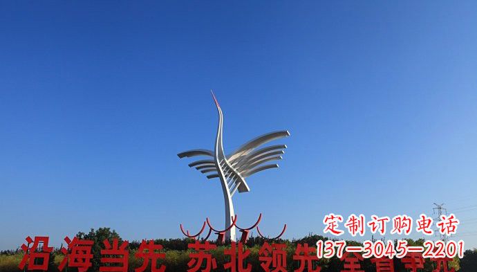 大同大型不锈钢标志性抽象仙鹤