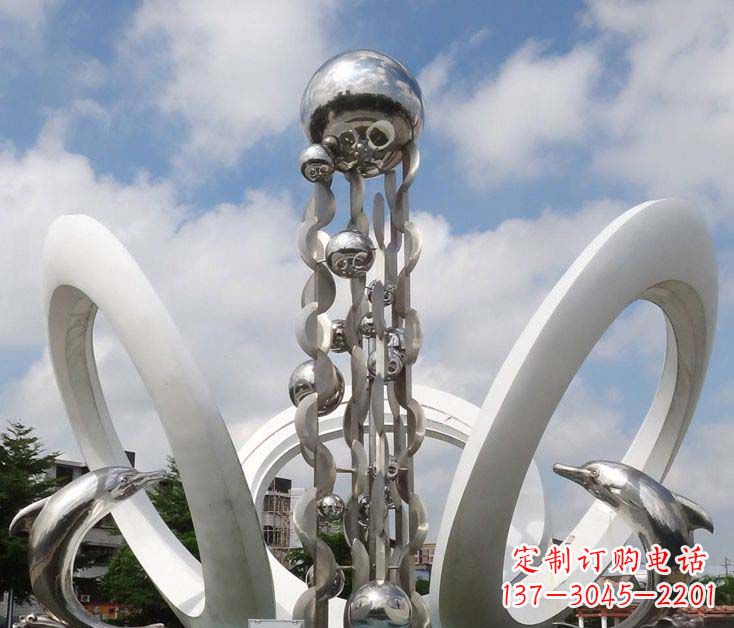 大同精致不锈钢海豚雕塑