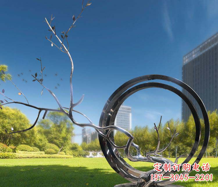 大同超大不锈钢环形景观雕塑