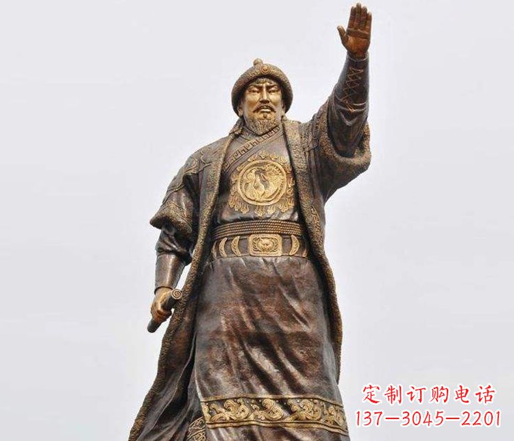 大同传承历史的风采成吉思汗铜雕