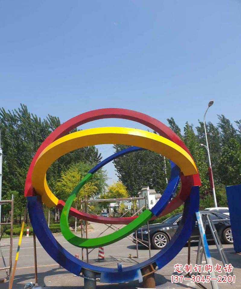 大同大型不锈钢广场圆环景观雕塑