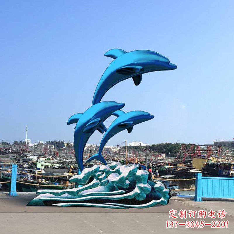大同精美玻璃钢海豚雕塑