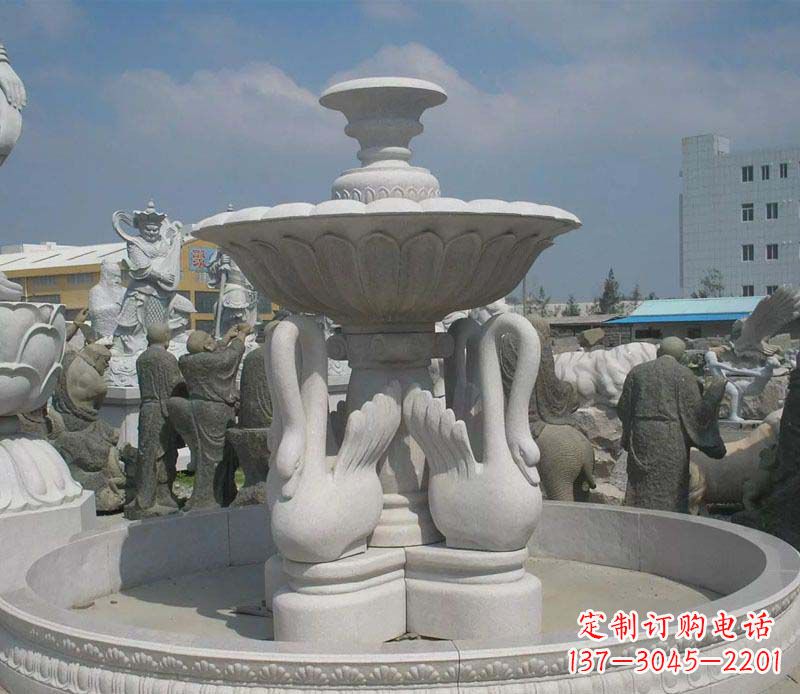 大同汉白玉高端天鹅雕塑