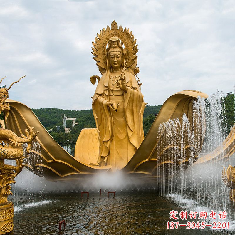 大同大型景区滴水观音铜雕佛像水景景观雕塑