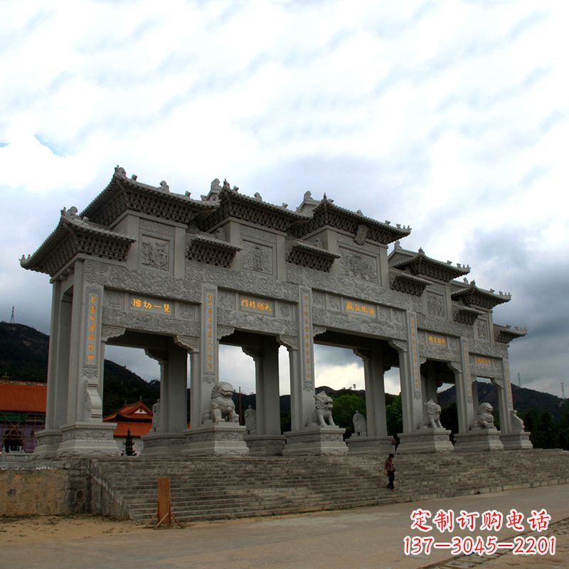 大同大型寺庙五门石雕牌楼