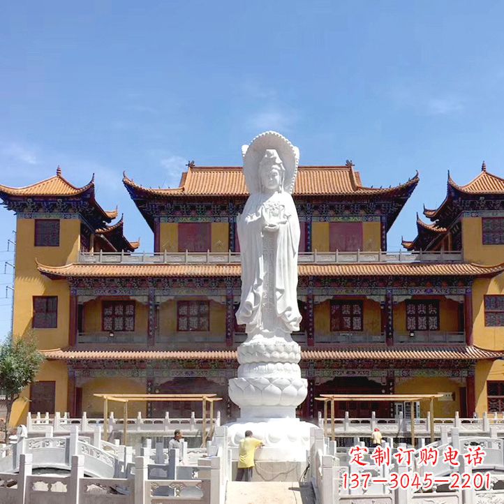 大同精美汉白玉观音石雕塑