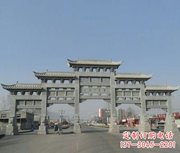 大同大型五门石雕牌坊 (2)