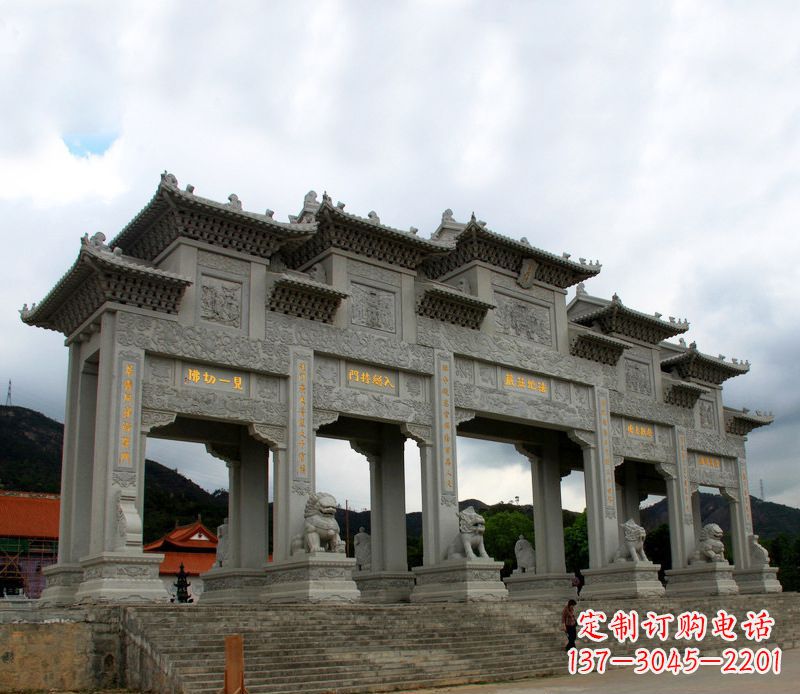 大同具有传统文化特色的大型五门石雕牌楼雕塑