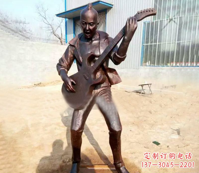 大同精致细腻的铜吉他雕塑