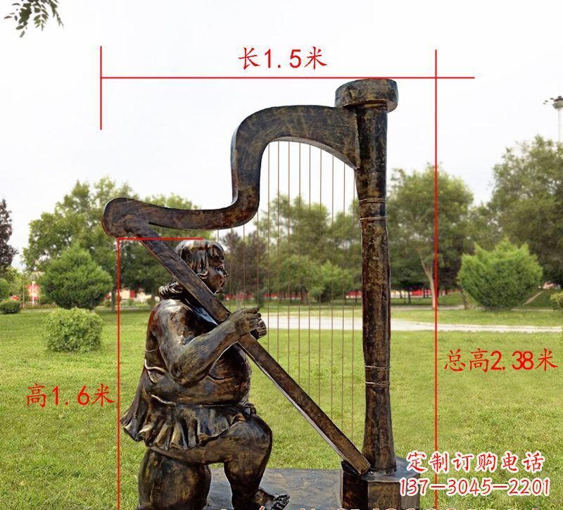 大同手工铜制竖琴雕塑