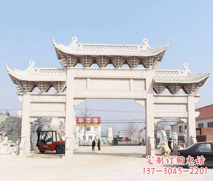大同道路三门石牌坊石雕 (2)