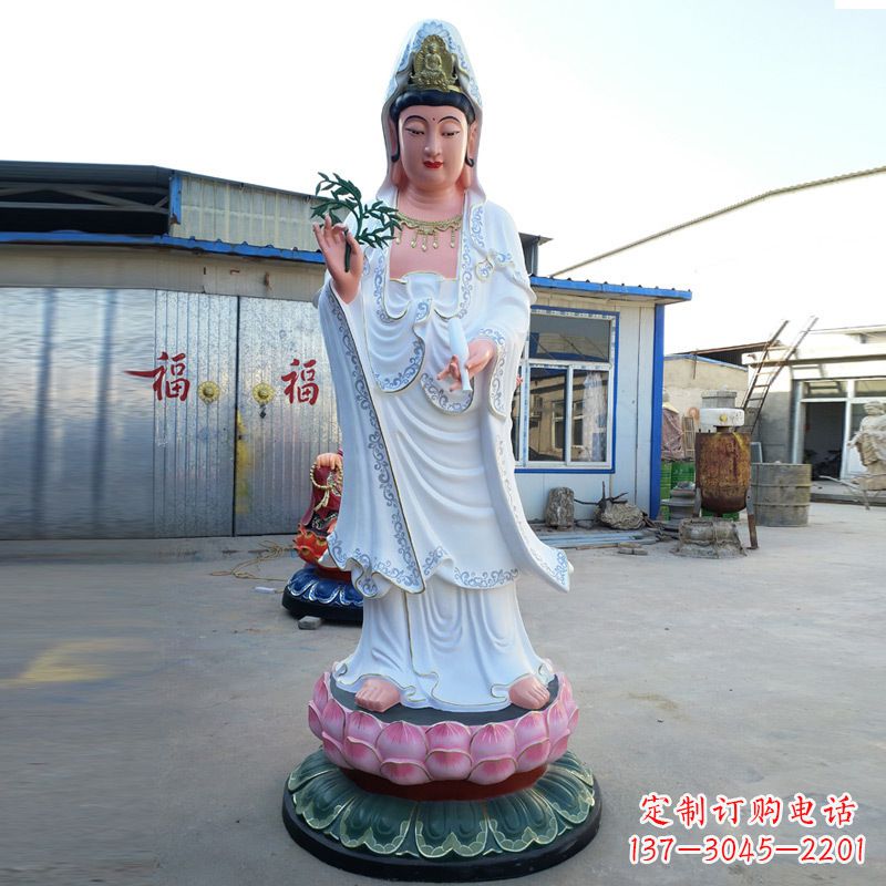 大同玻璃钢彩绘观音雕塑