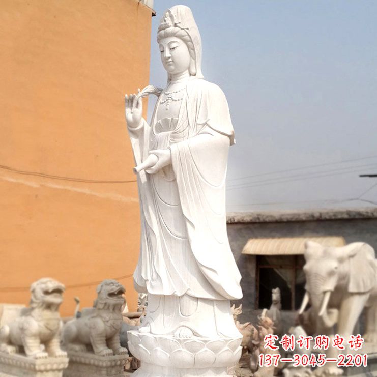 大同滴水观音汉白玉石雕佛像