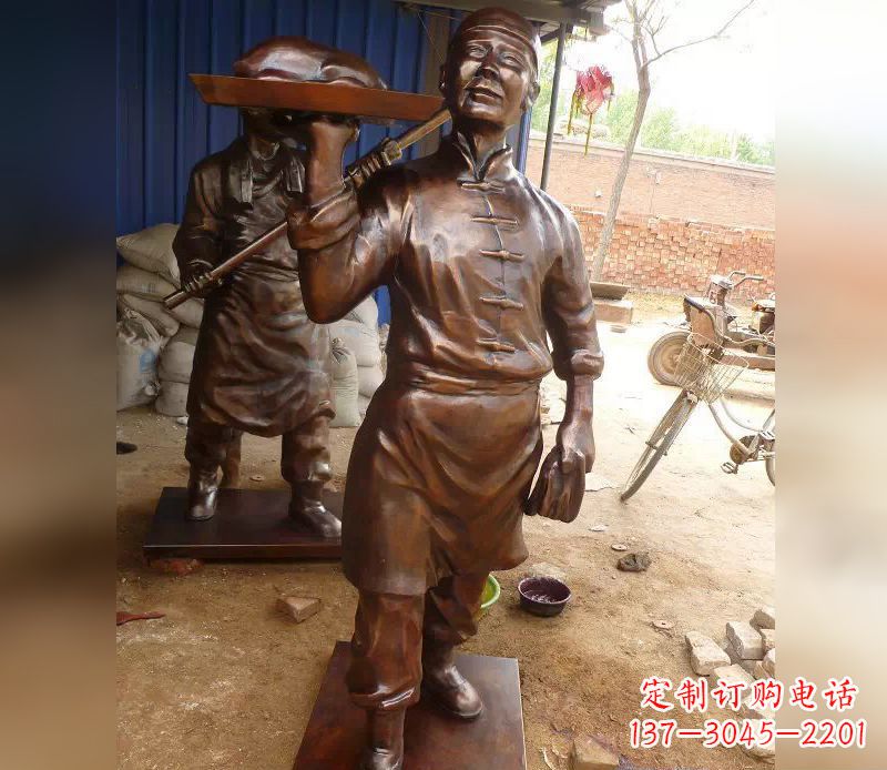 大同店小二服务员人物铜雕