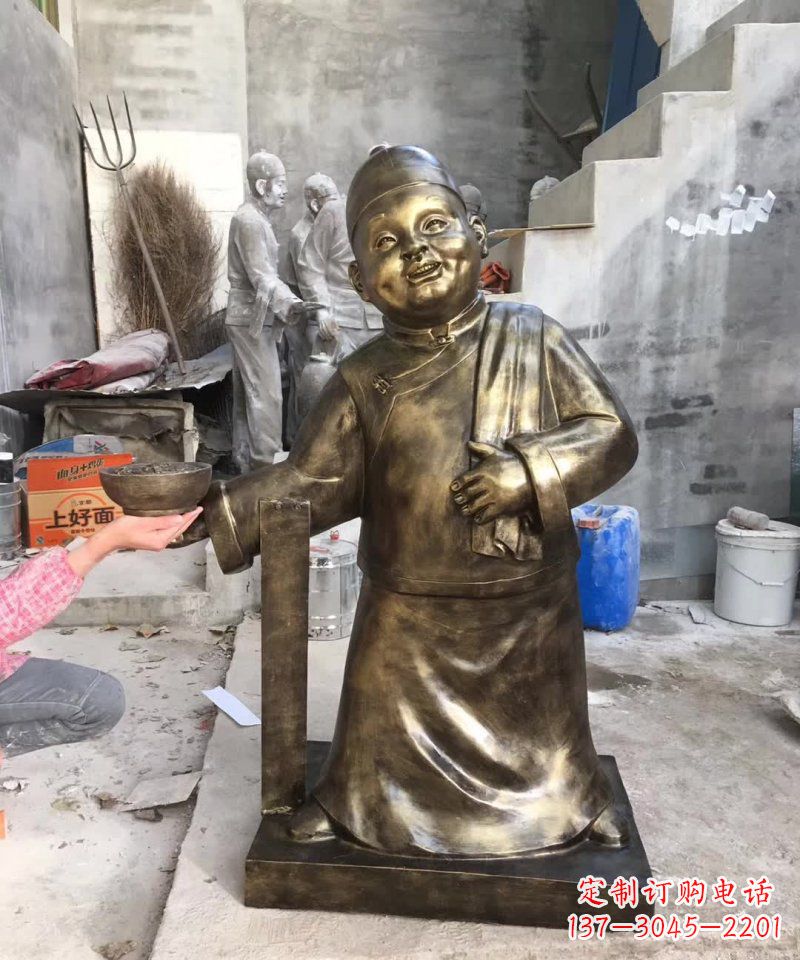 大同店小二人物铜雕 (2)
