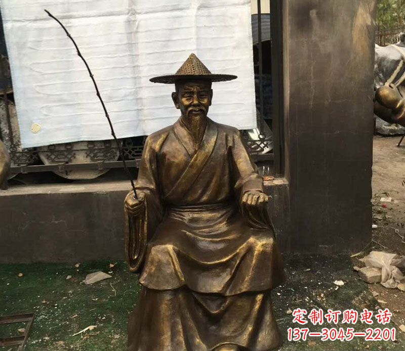 大同钓鱼的渔翁铜雕