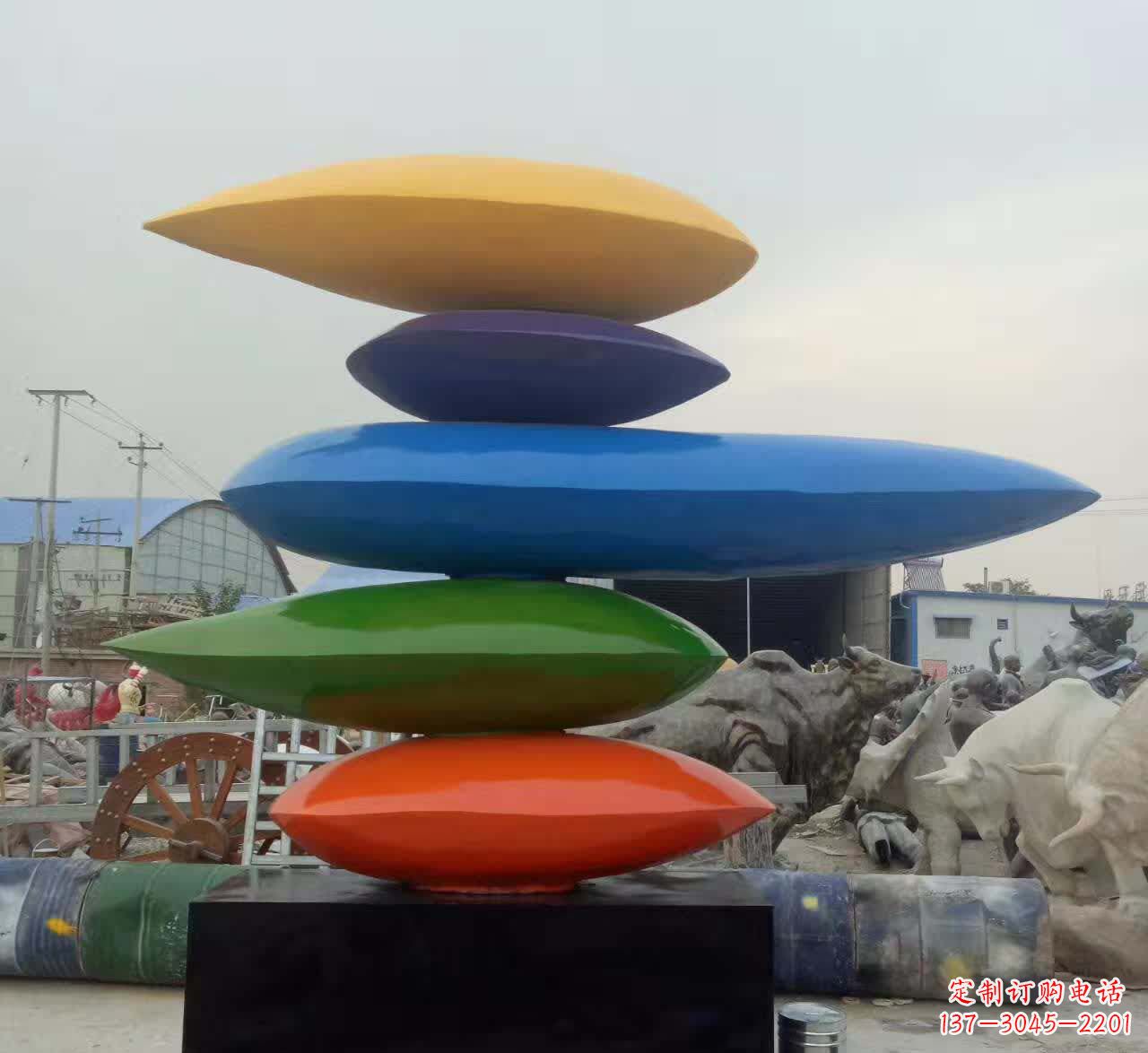 大同叠罗汉不锈钢彩色水滴雕塑