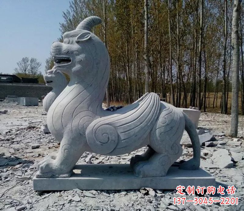 大同独角兽雕塑,神兽石雕带你穿越回古老神话中