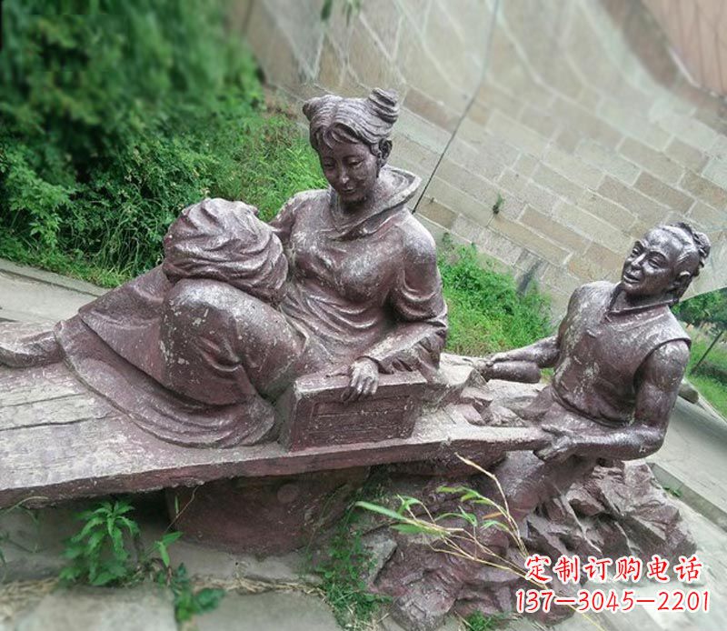 大同传统风格高雅的独轮车铜雕