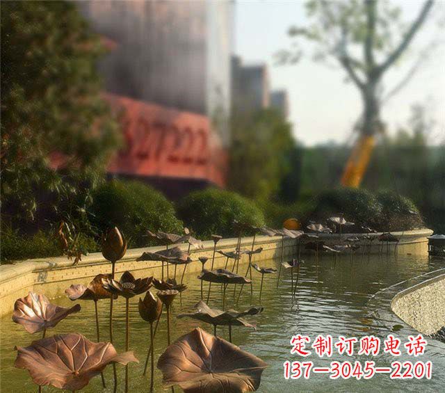 大同荷叶风情传承——锻铜荷花荷叶小区景观雕塑