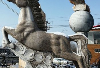 大同大理石马踏祥云雕塑