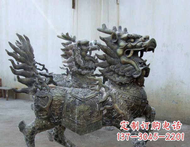 大同精致手工铜麒麟雕塑