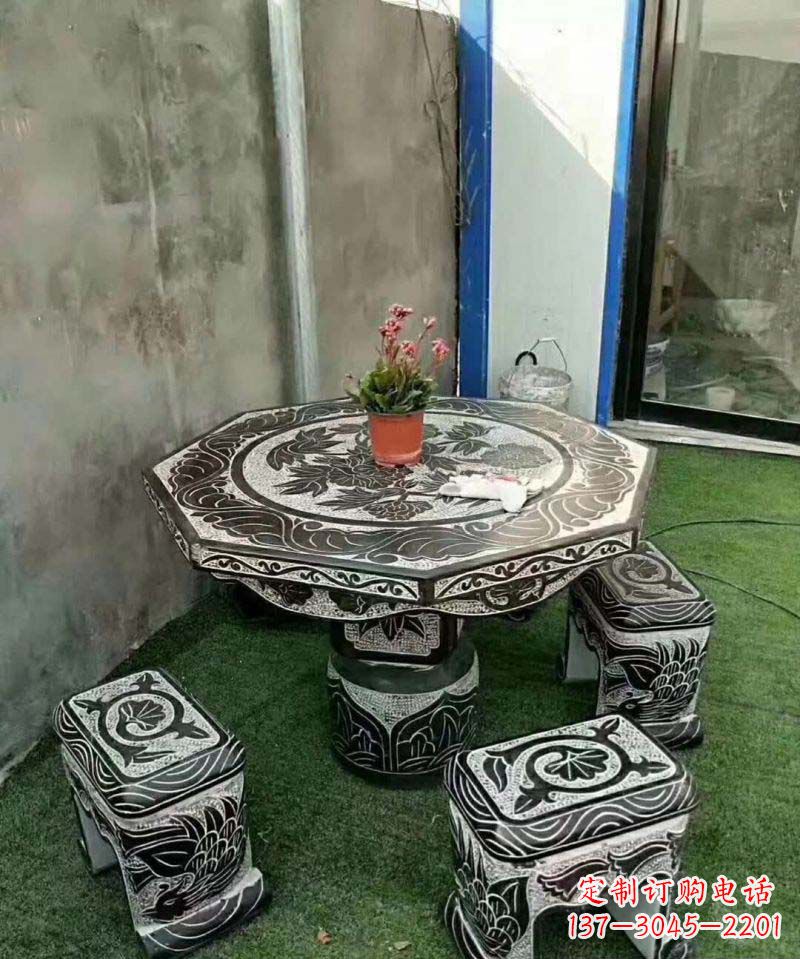 大同多边形石头桌凳雕塑