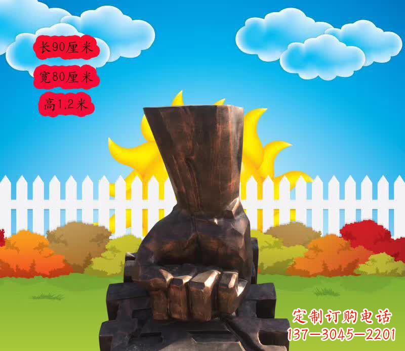 大同法治拳头铜雕