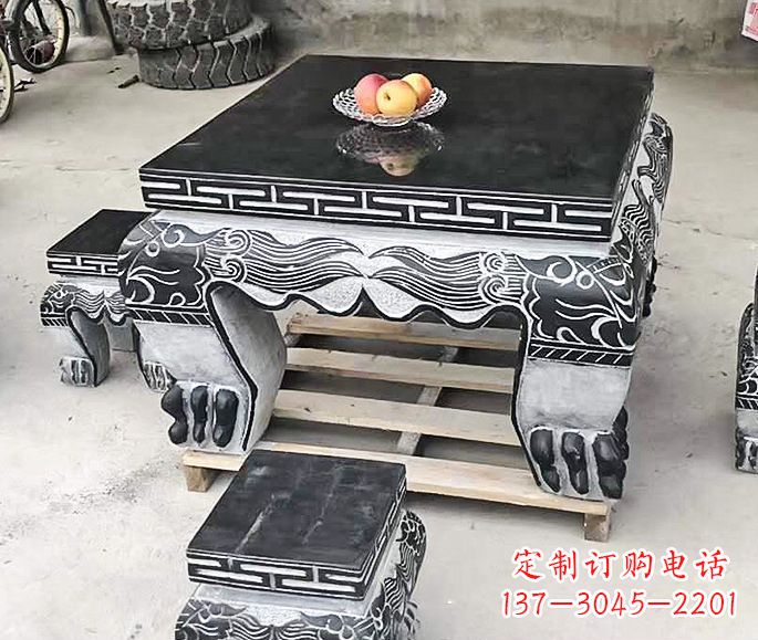 大同中领雕塑方形仿古石桌凳