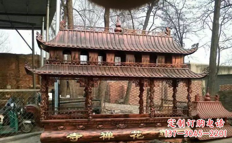大同方形寺庙香炉铜雕
