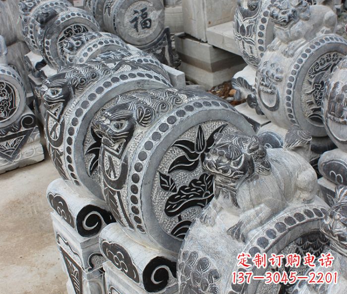 大同传统风格抱鼓石招财门墩雕塑