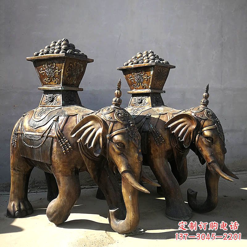 大同中领雕塑-传承传统,大象铜雕精美古典