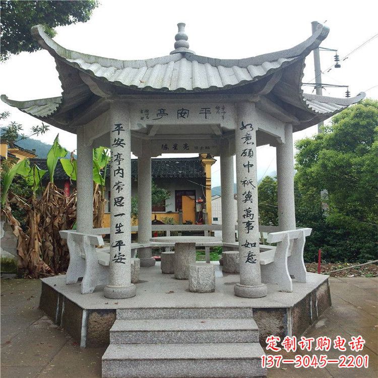 大同仿古凉亭大理石-小区庭院石雕亭子