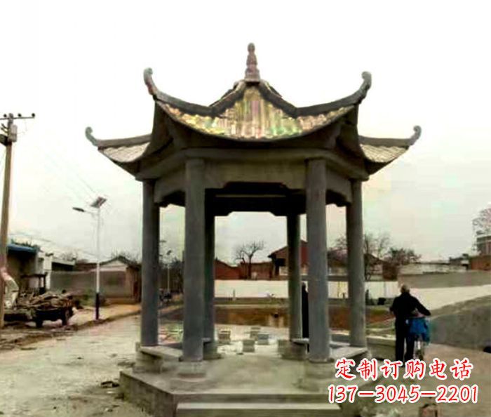 大同仿古六角凉亭石雕 (3)