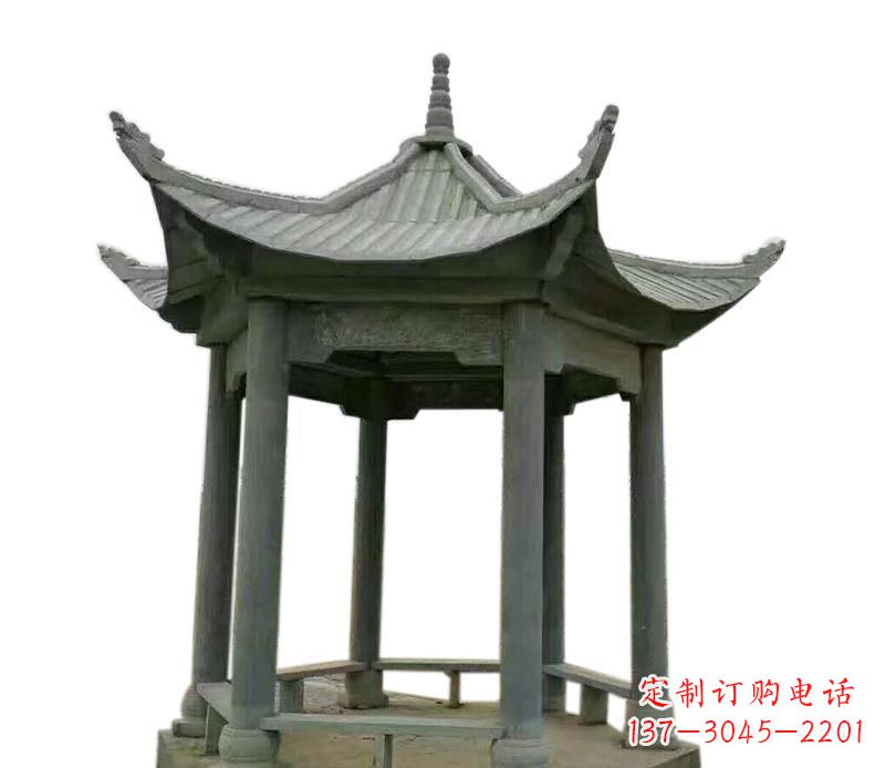 大同仿古六角凉亭石雕 (2)