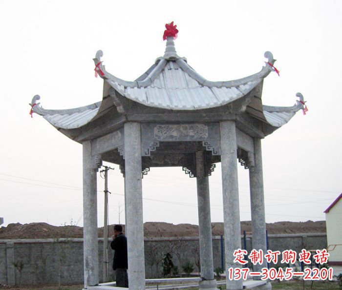 大同仿古六角石凉亭雕塑