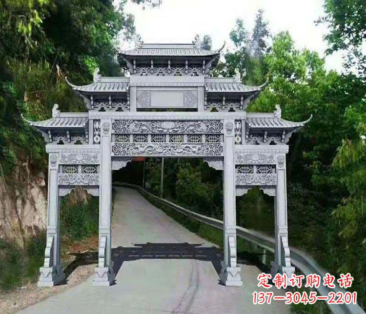 大同仿古三门牌坊石雕