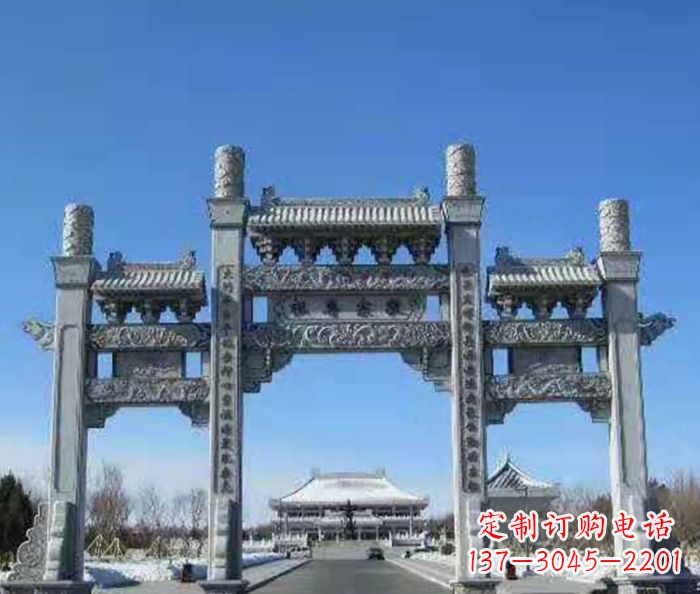 大同领雕仿古三门石牌坊