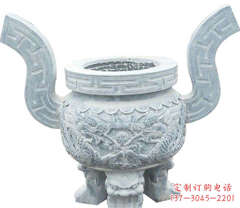 大同仿古三足香炉石雕